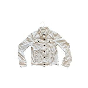 Rag Bone Jean Womens‎ White Denim Trucker Jacket Size XS Distressed Raw Hem